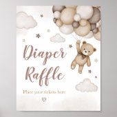 Bruin Beren ballon Baby shower luier Raffle Poster (Voorkant)
