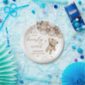 Bruin Beren ballon Baby shower Papieren Bordje (Feest)