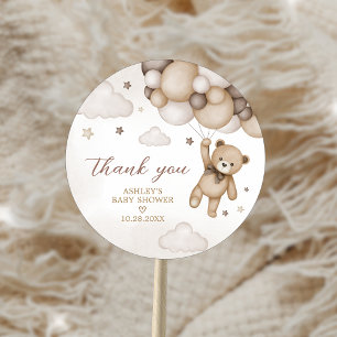 Bruin Beren ballon Baby shower Ronde Sticker