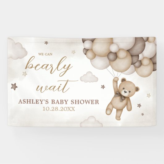 Bruin Beren ballon Baby shower Spandoek (Horizontaal)