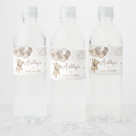Bruin Beren ballon Baby shower Waterfles Etiket