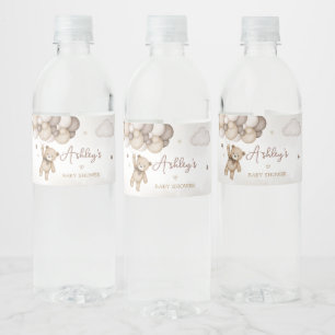 Bruin Beren ballon Baby shower Waterfles Etiket