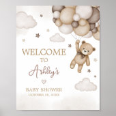 Bruin Beren ballon Baby shower Welkom Poster (Voorkant)