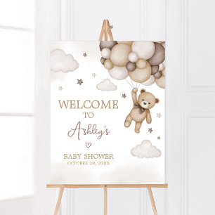 Bruin Beren ballon Baby shower Welkom Poster