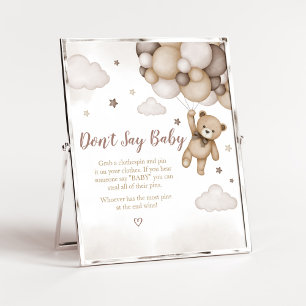 Bruin Beren ballon Baby shower zeg geen Baby Poster