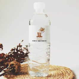 Bruin Beren ballon Verjaardagswaterflesetiket Waterfles Etiket