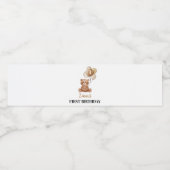 Bruin Beren ballon Verjaardagswaterflesetiket Waterfles Etiket (Enkel label)