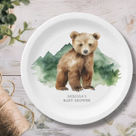 Bruin Beren Cub Baby shower Papieren Bordje