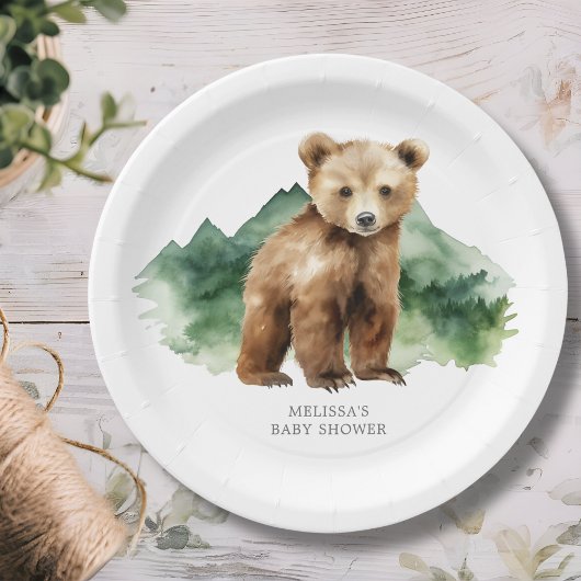 Bruin Beren Cub Baby shower Papieren Bordje