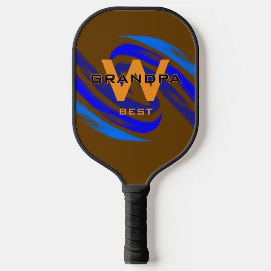 Bruin Beste Opa met Monogramed initialen Pickleball Paddle (Voorkant)