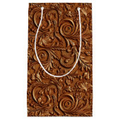  bruin bewerkt leder klein cadeauzakje (Voorkant)