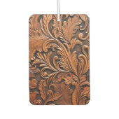  bruin bewerkt leder luchtverfrisser (Voorkant)