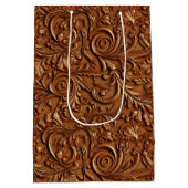 bruin bewerkt leder medium cadeauzakje (Achterkant)