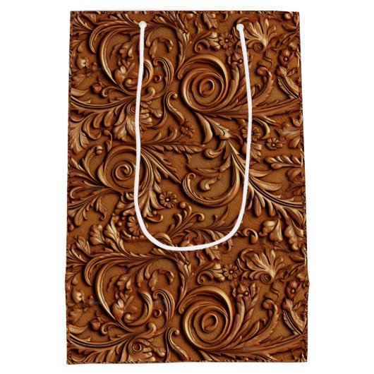  bruin bewerkt leder medium cadeauzakje (Achterkant)