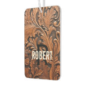 bruin bewerkt lederen monogram naam luchtverfrisser (Links)