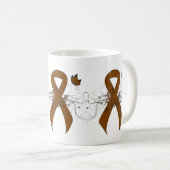 Bruin bewustmakingslint met Mok van botervliegkoff (Voorkant rechts)