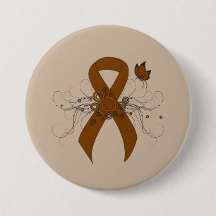 Bruin bewustzijn Ribbon met vlinder Ronde Button 7,6 Cm