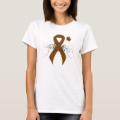 Bruin bewustzijn Ribbon met vlinder T-shirt (Voorkant)