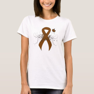 Bruin bewustzijn Ribbon met vlinder T-shirt