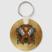 Bruin bewustzijn Ribbon met Wings Sleutelhanger (Voorkant)