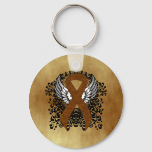 Bruin bewustzijn Ribbon met Wings Sleutelhanger