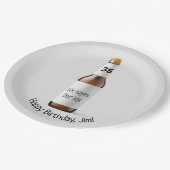 Bruin bierflesje voor 35e verjaardag papieren bordje (Gekanteld)