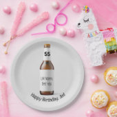 Bruin bierflesje voor 55e verjaardag papieren bordje (Feest)