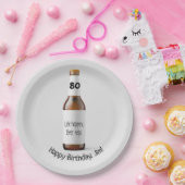 Bruin bierflesje voor de 80ste verjaardag papieren bordje (Feest)