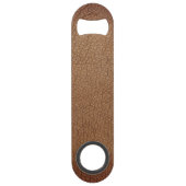 Bruin bijtend leder Monogram stijlvol schrift Speed Flessenopener (Achterkant)