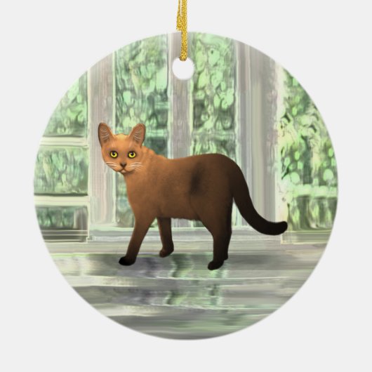 Bruin-Birmese kat-versiering Keramisch Ornament (Achterkant)