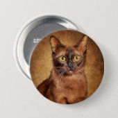 Bruin-Birmese kattenwerk Ronde Button 7,6 Cm (Voorkant /achterkant)