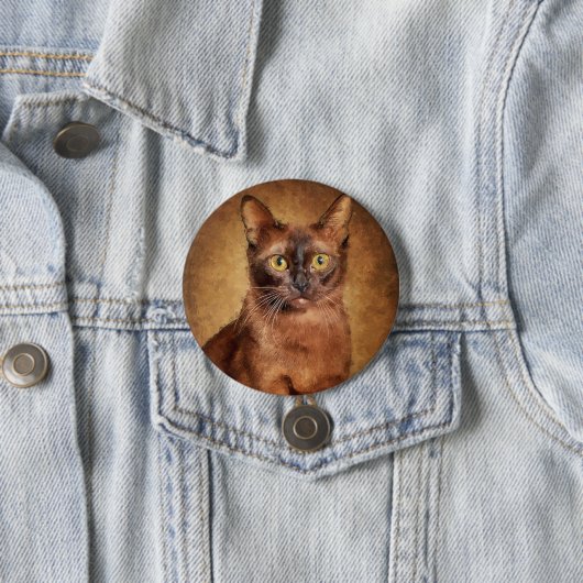 Bruin-Birmese kattenwerk Ronde Button 7,6 Cm (In situ)