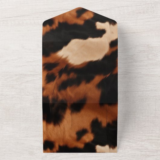 Bruin Black Cream Koeienhuid bruiloft All In One Uitnodiging (Buitenkant)