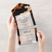 Bruin Black Cream Koeienhuid bruiloft All In One Uitnodiging (Afscheurbaar)