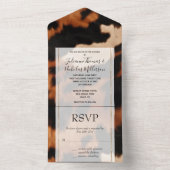 Bruin Black Cream Koeienhuid bruiloft All In One Uitnodiging (Binnen)