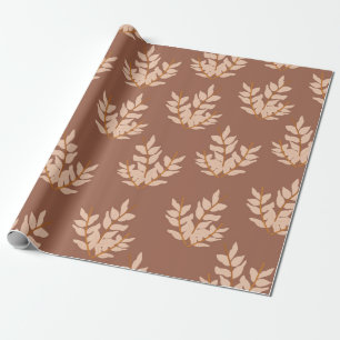 Bruin blad laat  lijnbladpatroon cadeaupapier