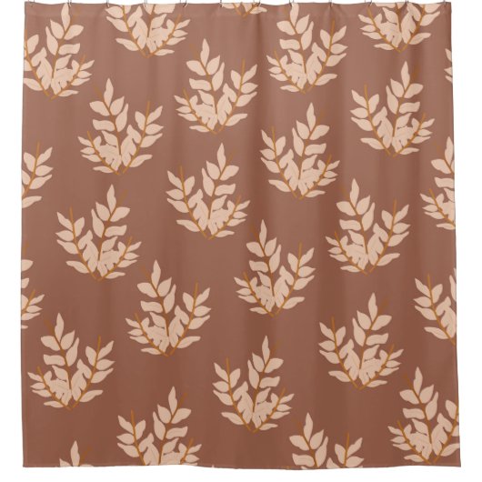 Bruin blad laat  lijnbladpatroon douchegordijn (Voorkant)