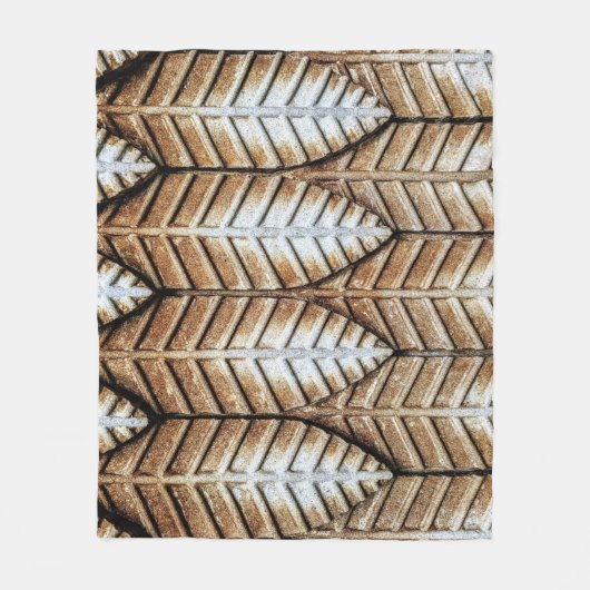 Bruin blad met accent fleece deken (Voorkant)