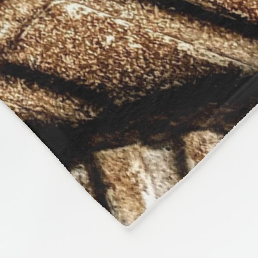 Bruin blad met accent fleece deken (Hoek)