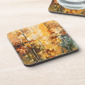 Bruin Blad Natuur Sereniteit Abstracte Kunst Bier Onderzetter (Linkerzijde)