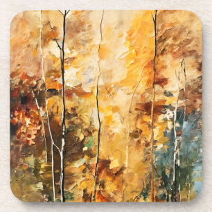 Bruin Blad Natuur Sereniteit Abstracte Kunst Bier Onderzetter