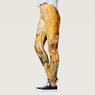 Bruin Blad Natuur Sereniteit Abstracte Kunst Leggings
