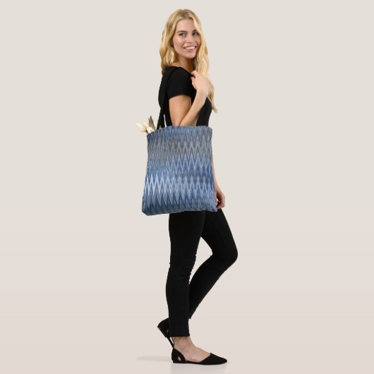 Bruin/blauw 2-kleuren - 2-kleuren - Trendy Wavy Pa Tote Bag (Op model)
