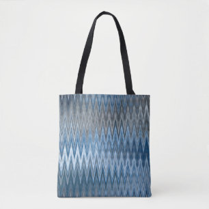 Bruin/Blauw 2 Kleuren 2 Zijden - Trendy Golfpatroo Tote Bag