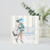 Bruin Blauw Baby Boy Douche Kaart (Staand voorkant)