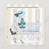 Bruin Blauw Baby Boy Douche Uitnodigingen (Voorkant / Achterkant)