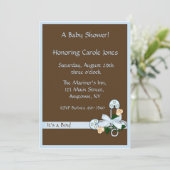 Bruin blauw Baby shower Kaart (Staand voorkant)