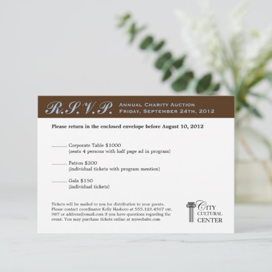 Bruin blauw bedrijf gala event RSVP (Staand voorkant)