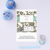 Bruin/Blauw Bloemen Damask Bruiloft Snoep Wrapper Flyer (Enkel)