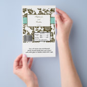 Bruin/Blauw Bloemen Damask Bruiloft Snoep Wrapper Flyer (Hand)